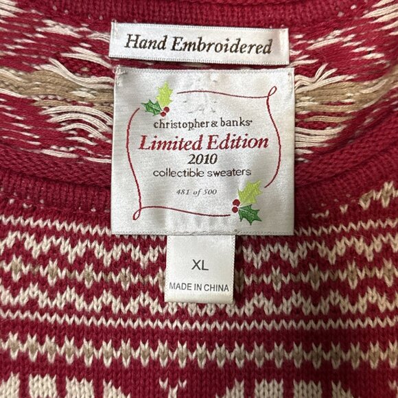 Christopher & Banks Sweater Women's XL Knit Teddy Bear 2010 LIMITED EDITION - Picture 3 of 6